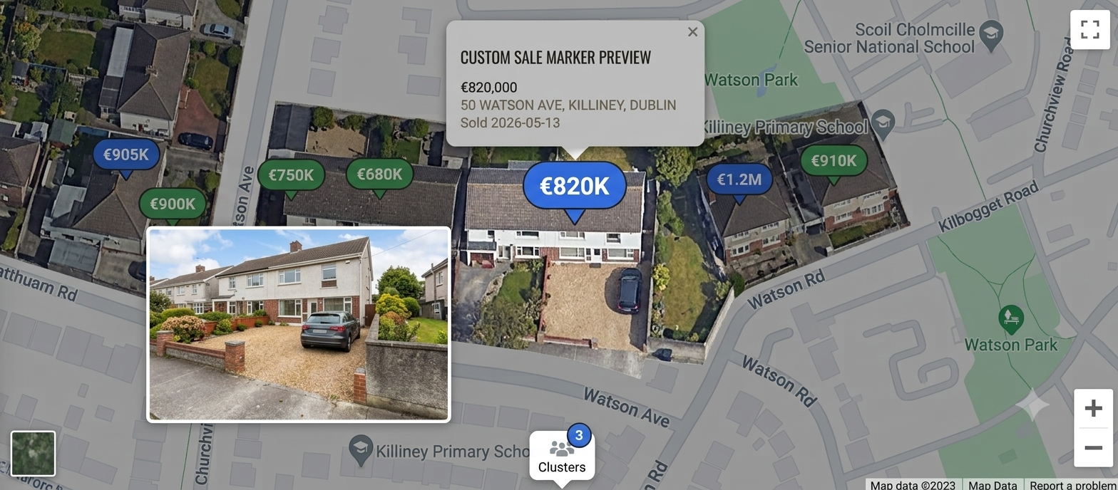 A property preview with photo and price